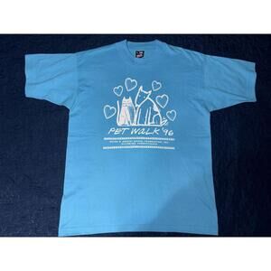 Vintage 1996 Pet Walk Helen Krause Animal Foundation Cat Dog Graphic L USA Made